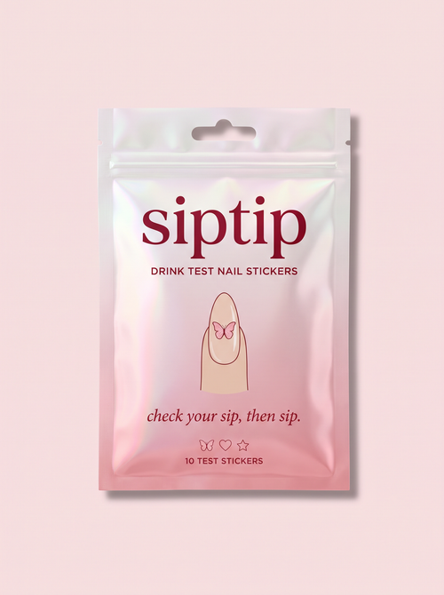 SipTip drink test nail stickers pouch, front