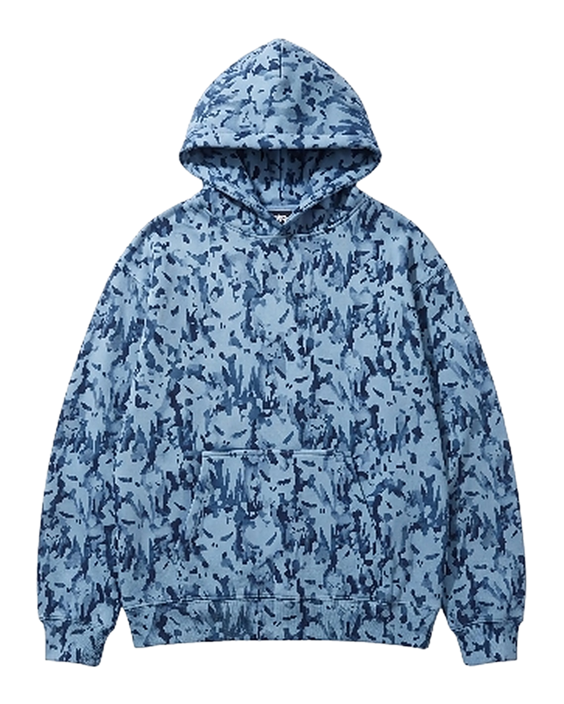 Skull Camo Hoodie, ice blue and navy all-over skull camouflage print